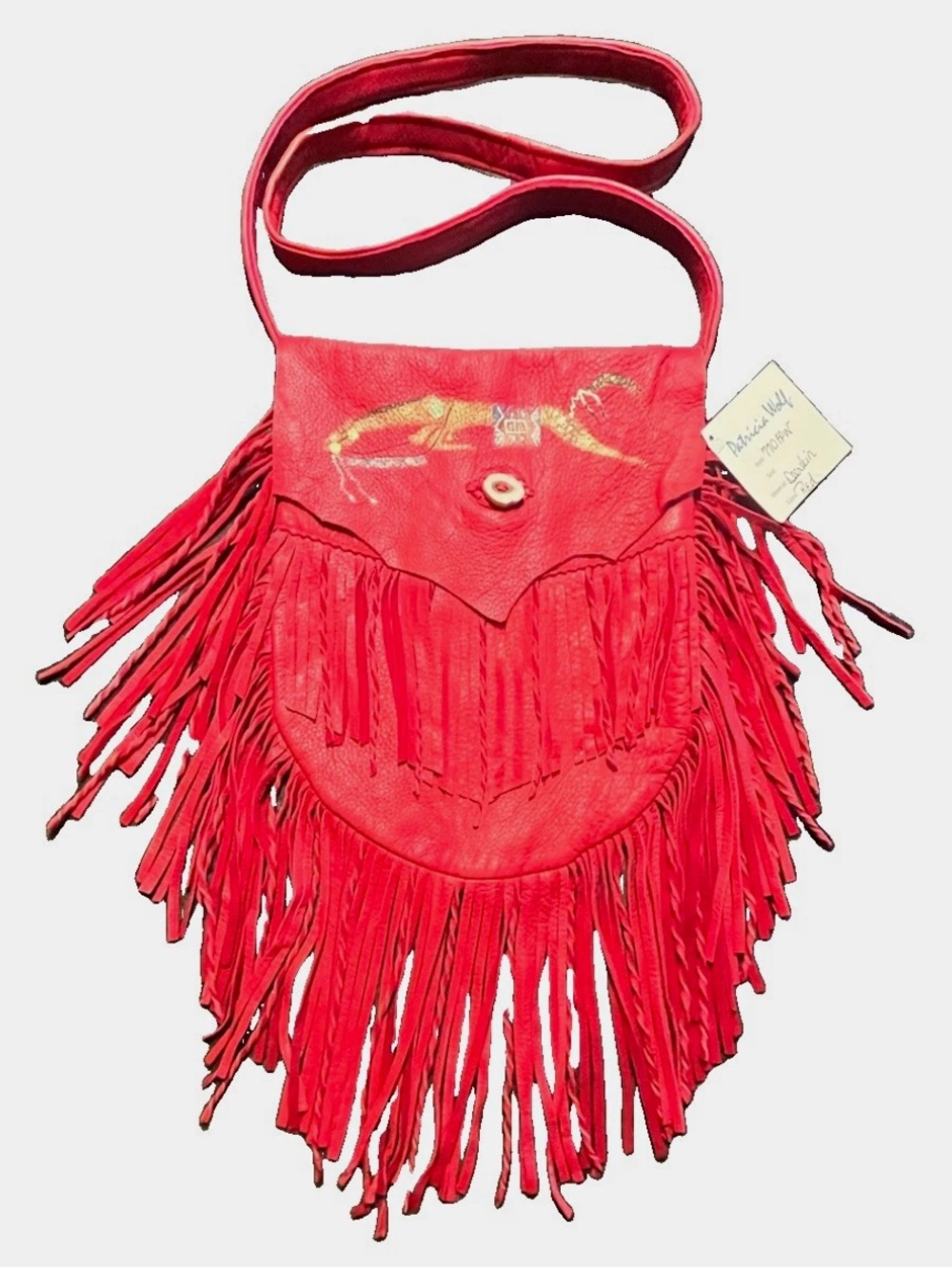 Patricia Wolf Red Western Fringe Crossbody, Horse Painted Flap
